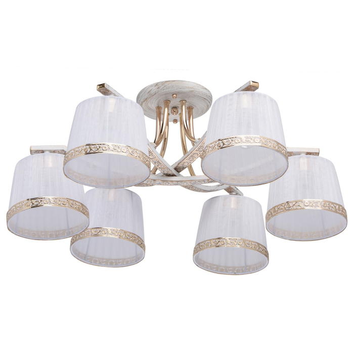Люстра потолочная "Моника" 6x40W E14 белый, золотистый 65x65x28см