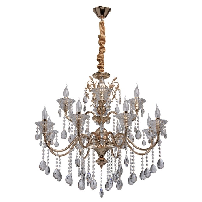 Люстра подвесная "Селена" 12x40W E14 золото 85x85x160см