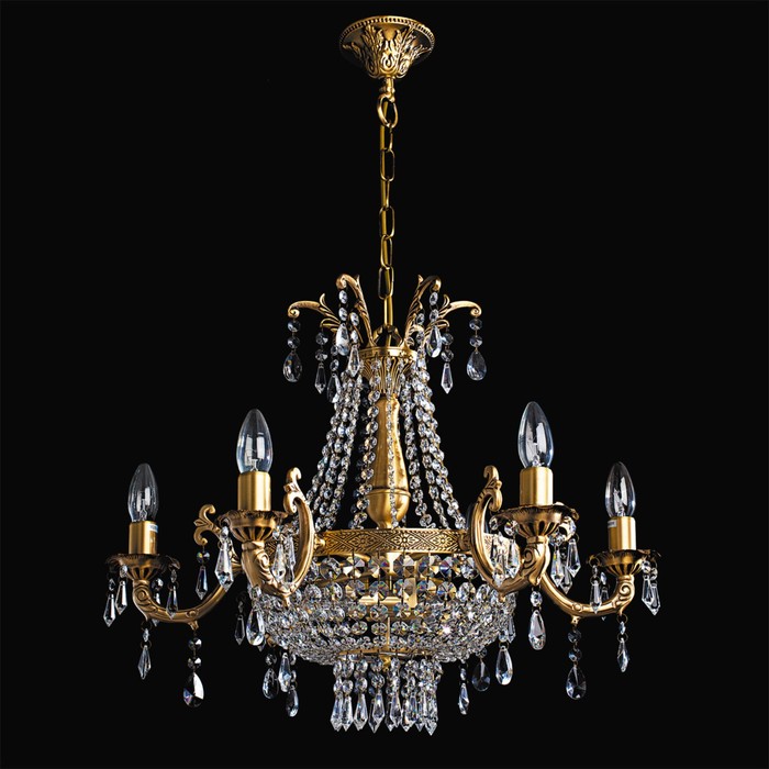 Люстра подвесная "Изабелла" 8x60W Е14 латунь 64x64x117см