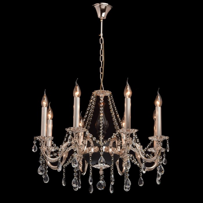 Люстра подвесная "Селена" 8x40W E14 черный, золото 70x70x124см