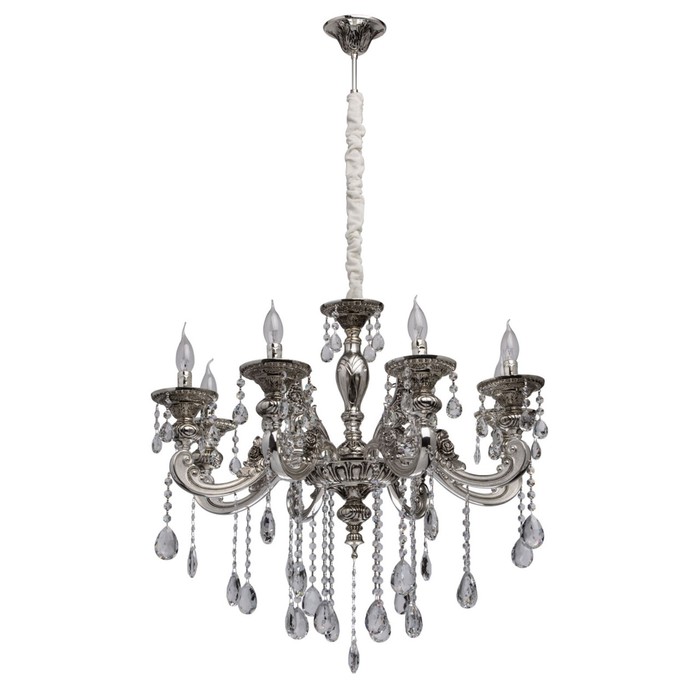 Люстра подвесная "Селена" 8x40W E14 серебро 80x80x160см