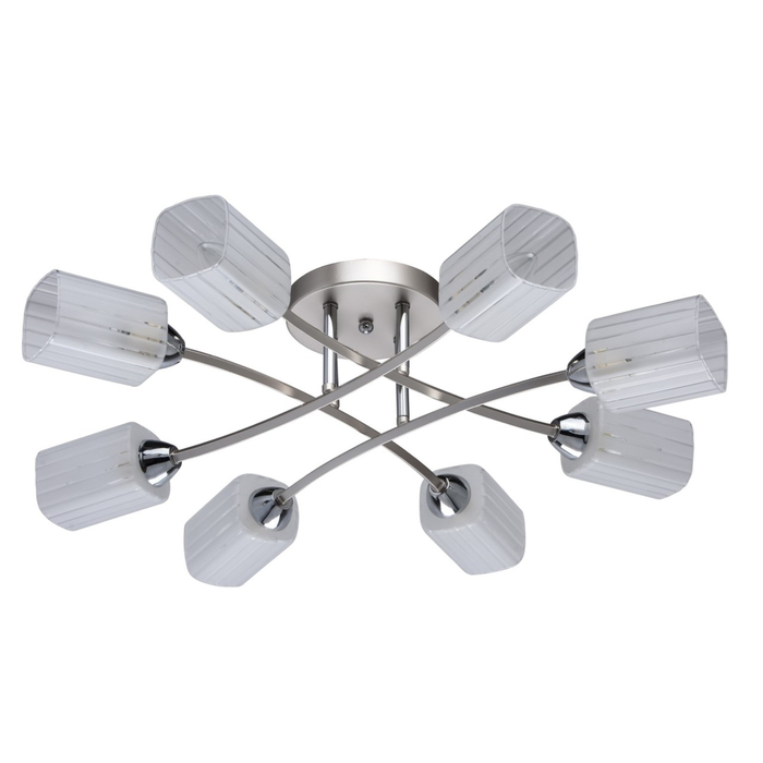 Люстра потолочная "Олимпия" 8x60W E14 перламутровый, серебро 70x70x18см