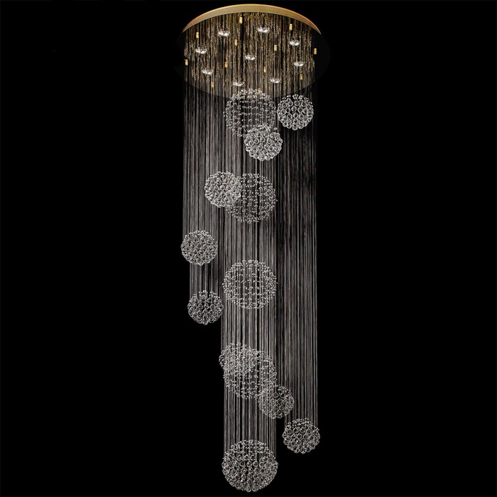 Люстра каскад "Каскад" 9x50W GU10 золото 66x66x204см