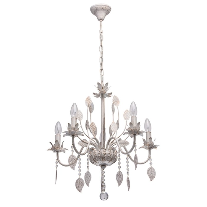 Люстра подвесная "Роса" 5x40W E14 слоновая кость 56x56x129см