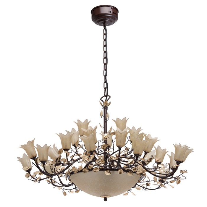 Люстра подвесная "Летиция" 30x10W+3x60W G4+LED золото 110x110x240см