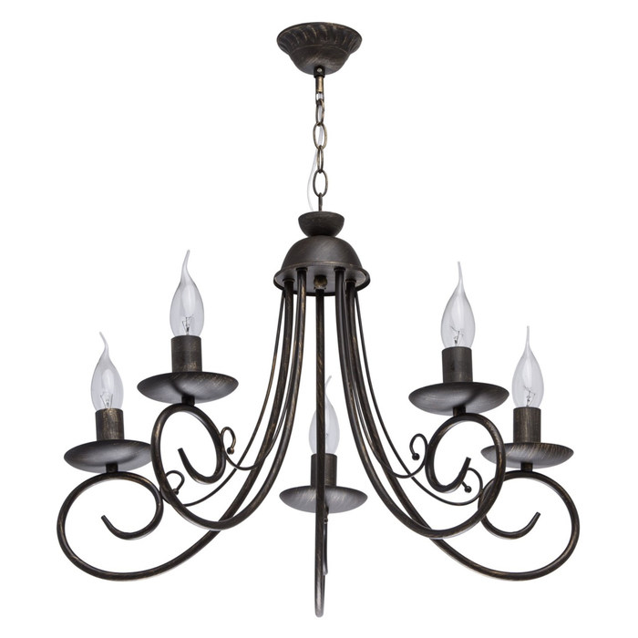 Люстра подвесная "Свеча" 5x60W E14 чёрный 55x55x75см