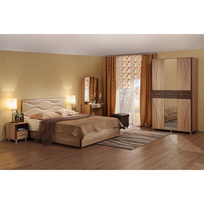 Кровать 1,6 Люкс Ривьера с основанием, 1704х2144х1021 Дуб сонома/молочный шоколад