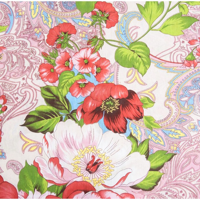 Постельное бельё Экономь и Я 1,5 сп. Красные пионы 143х215 ± 5 см, 150х214 ± 5 см, 70х70 ± 5 см - 1 шт, 120 ± 6 гр/м², 100%хл, бязь