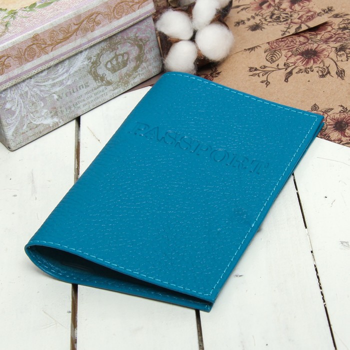 Обложка для паспорта, загран, флотер, цвет изумрудный