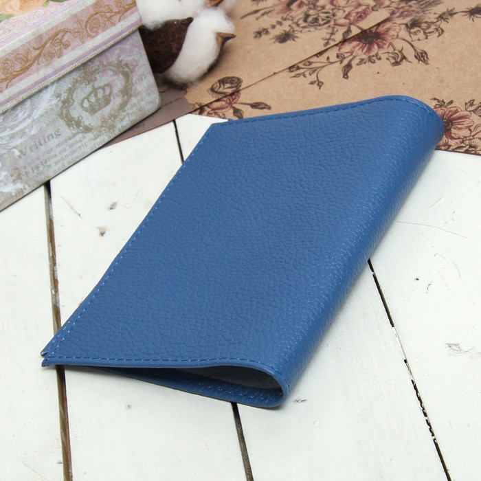 Обложка для паспорта, герб, флотер, цвет синий