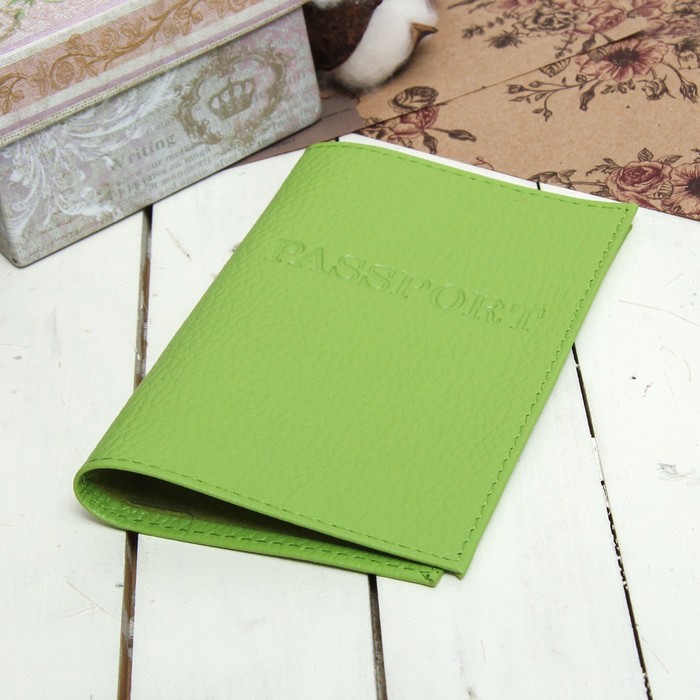 Обложка для паспорта, загран, флотер, цвет салатовый