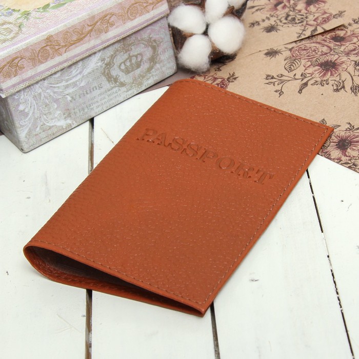 Обложка для паспорта, загран, флотер, цвет рыжий