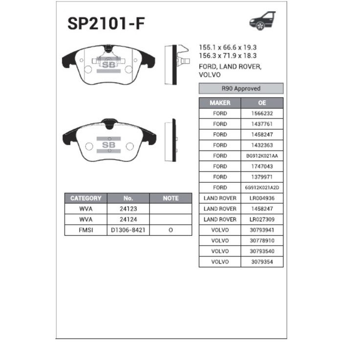 Колодки тормозные дисковые HI-Q SP2101F