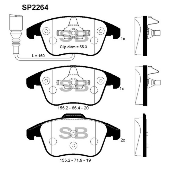 Колодки тормозные дисковые HI-Q SP2264