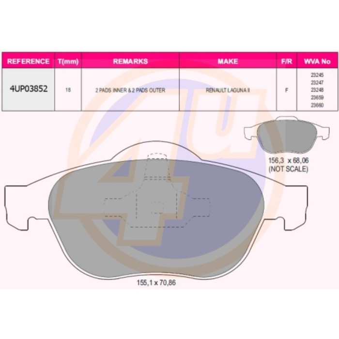 Колодки тормозные 4U 4UP03852