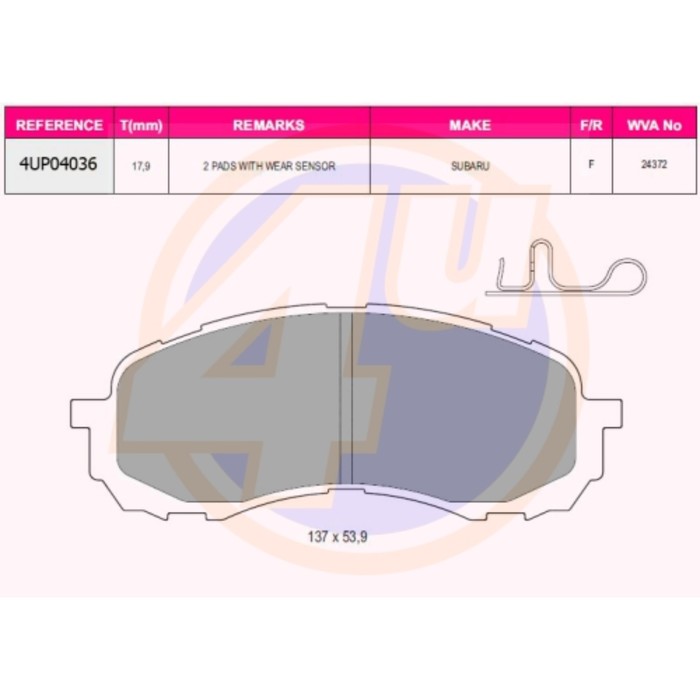 Колодки тормозные 4U 4UP04036