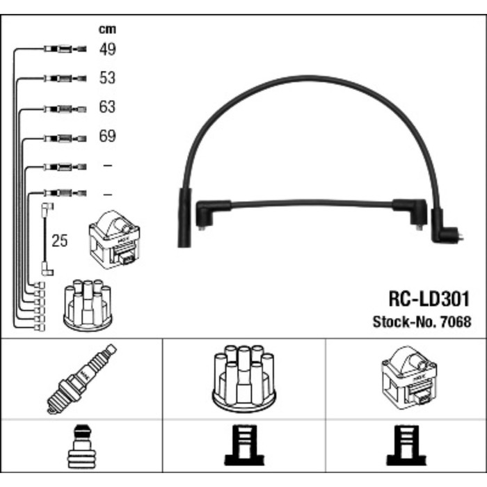 Провода высоковольтные, комплект NGK 7068 RC-LD301