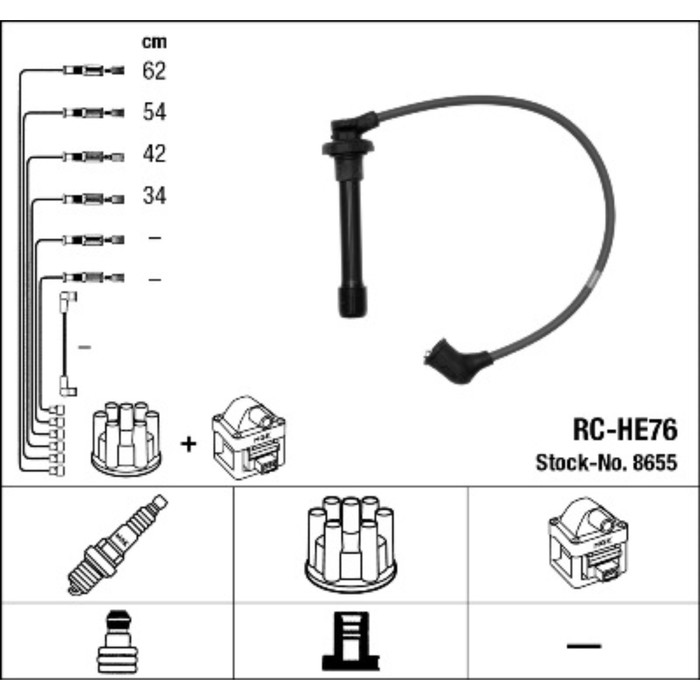 Провода высоковольтные, комплект NGK RC-HE76
