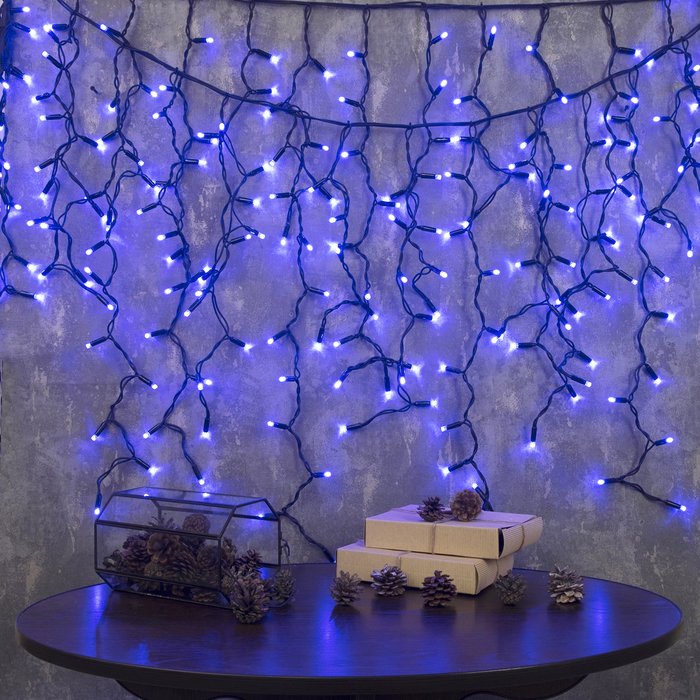 Гирлянда "Бахр" ул. УМС, Ш:3м, В:0,9м, Н.Т "Каучук"LED-232-220V, вилка в компл.СИНЯЯ Уценка