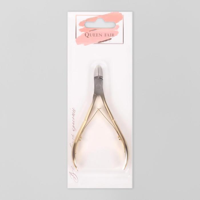 Кусачки маникюрные, двойная пружина, 10см, рабочая область-11мм, цвет золотой/серебристый