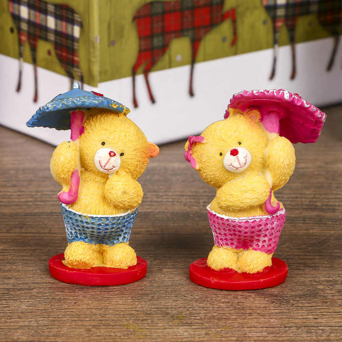 Сувенир "Медвежата милые с зонтом" набор 12 шт.