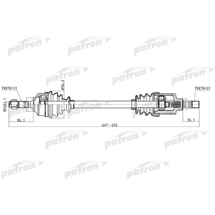 Полуось Patron PDS0228