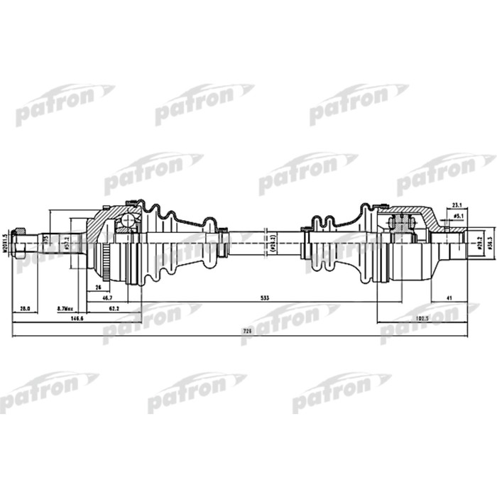 Полуось Patron PDS1432