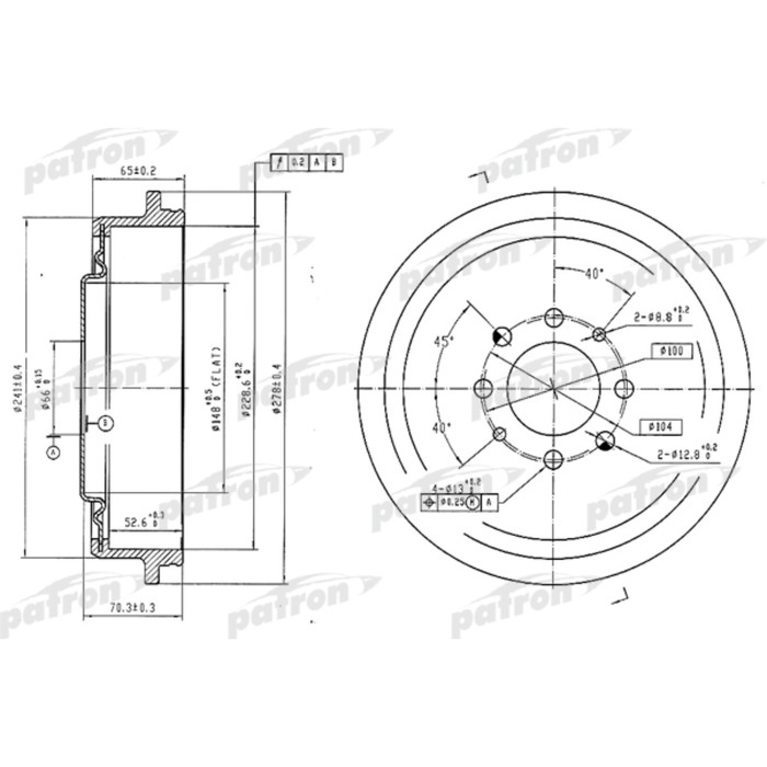 Барабан тормозной Patron PDR1156
