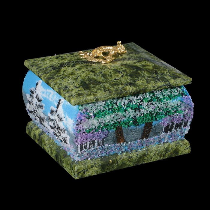 Шкатулка рисованная с ящеркой, серпент