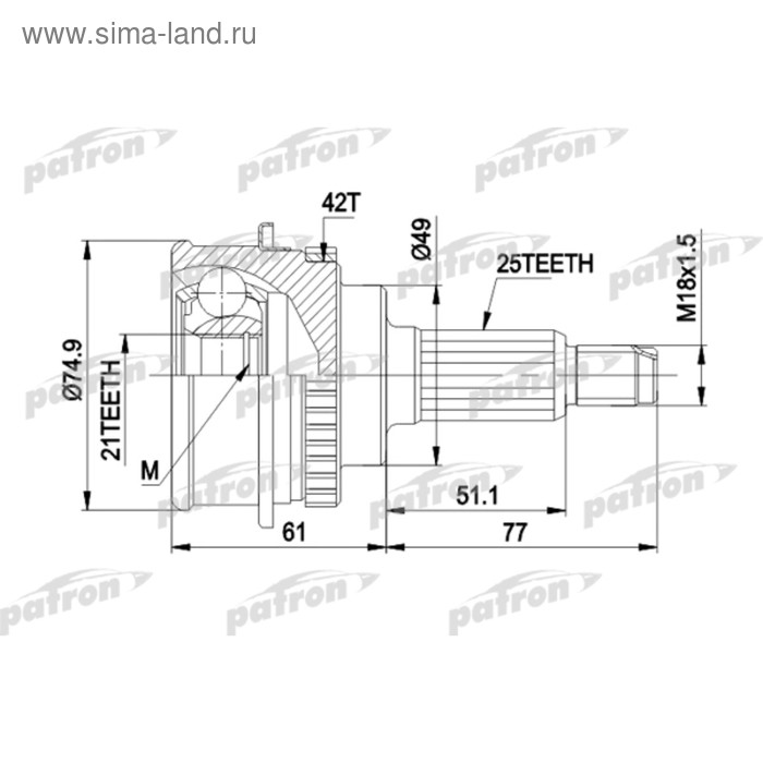 фото Шрус наружный patron pcv1266