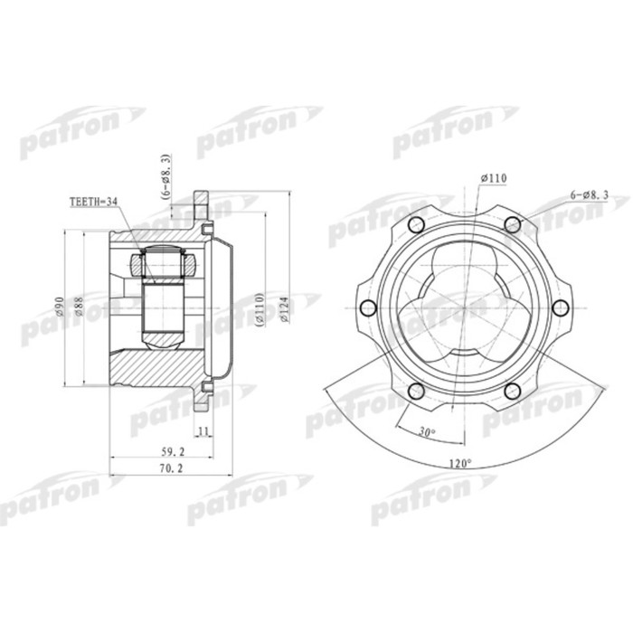 Шрус внутренний Patron PCV9680