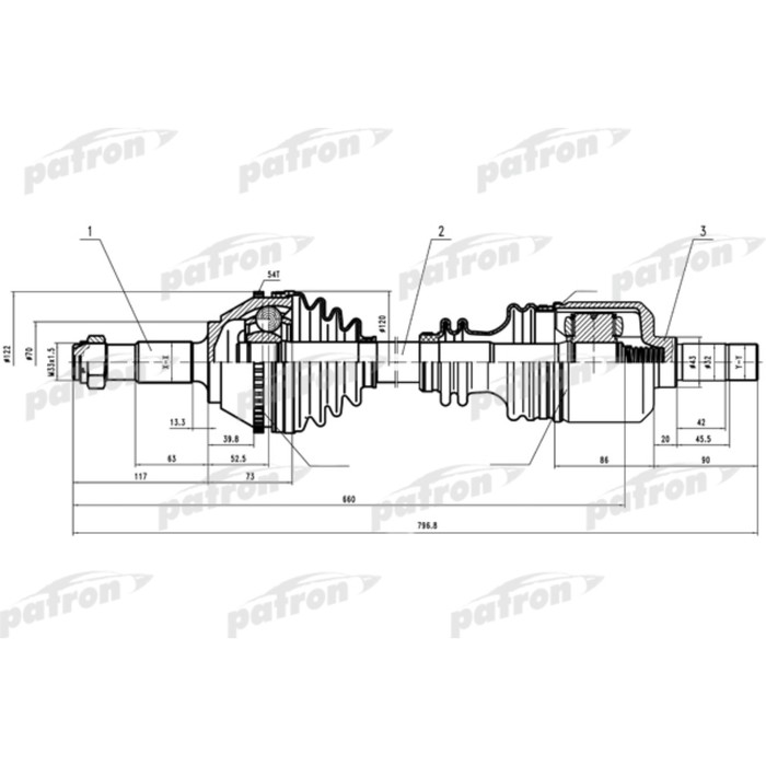 Полуось Patron PDS0160