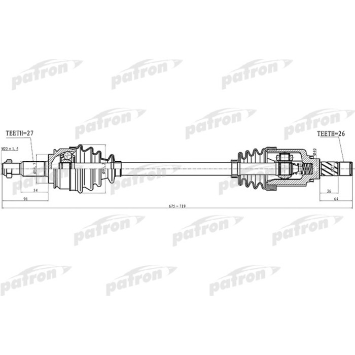 Полуось Patron PDS4993