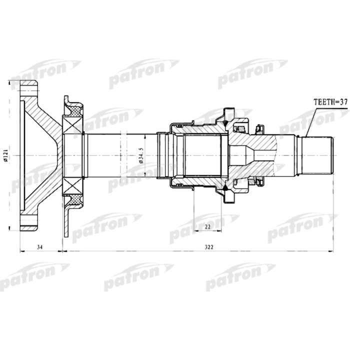 Вал приводной фланцевый Patron PDSV028