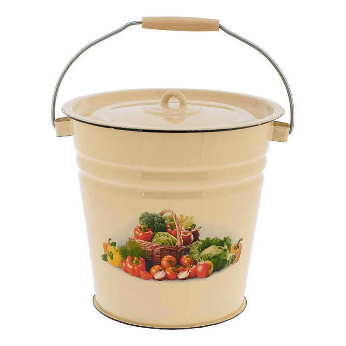 Ведро с крышкой 12 л "Сентябрь", цвет кремовый