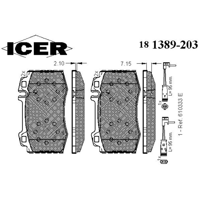 Колодки тормозные дисковые ICER 181389203