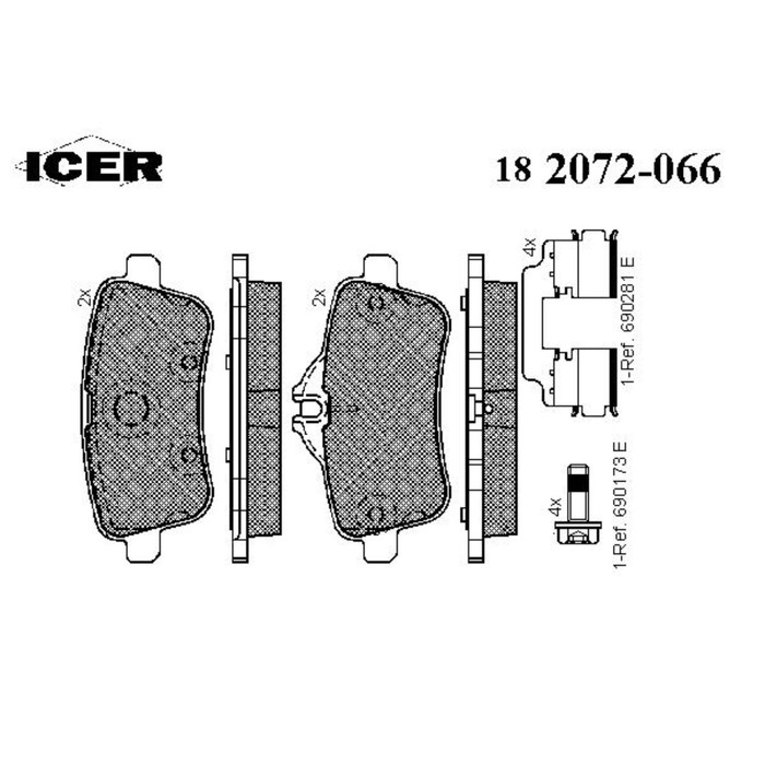 Колодки тормозные дисковые ICER 182072066