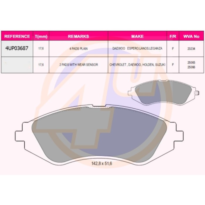 Колодки тормозные 4U 4UP03687