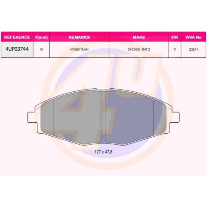 Колодки тормозные 4U 4UP03744