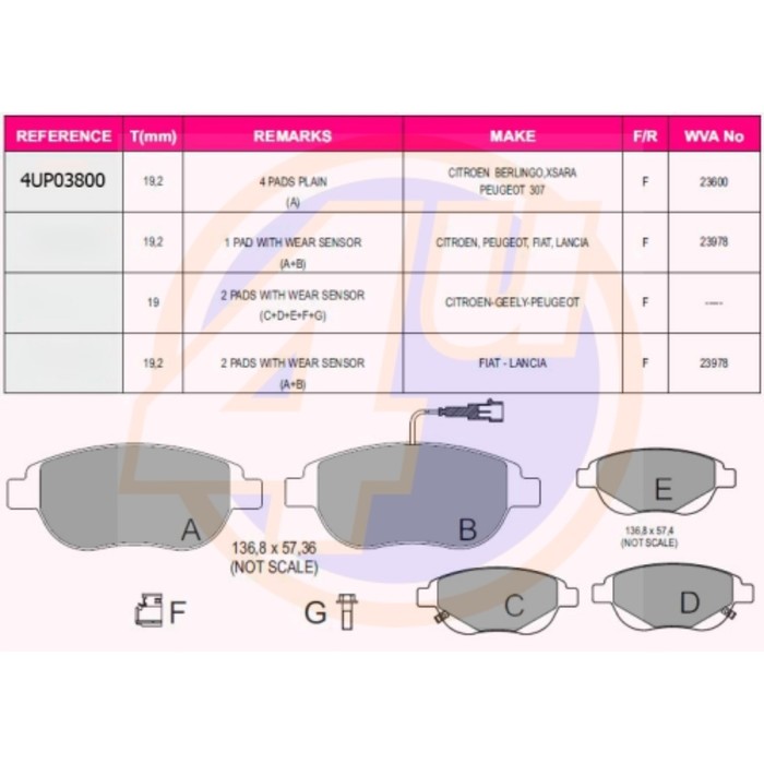 Колодки тормозные 4U 4UP03800