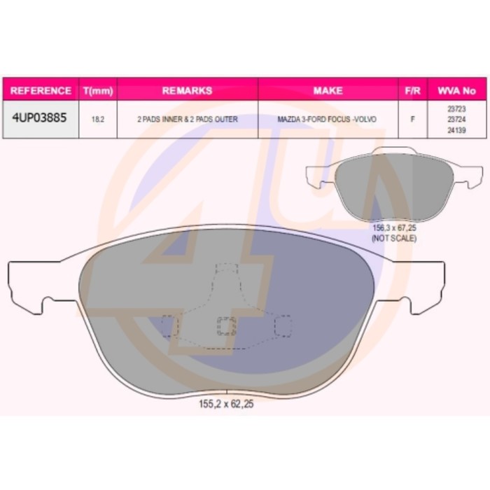 Колодки тормозные 4U 4UP03885