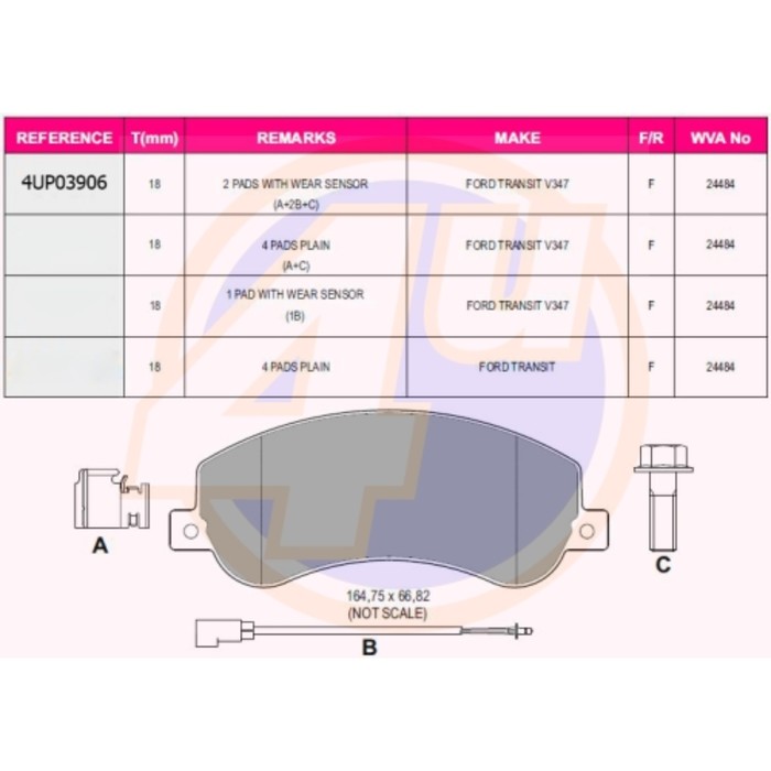 Колодки тормозные 4U 4UP03906