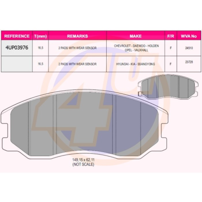 Колодки тормозные 4U 4UP03976