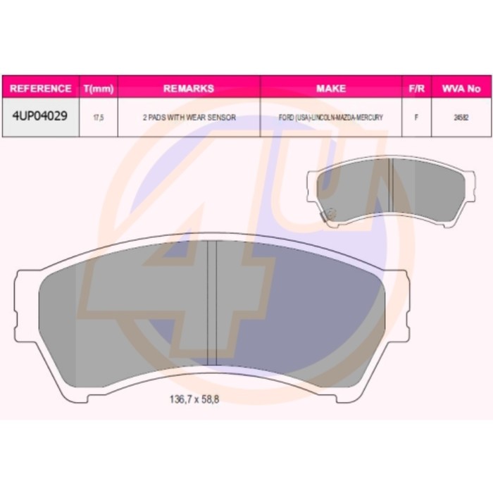 Колодки тормозные 4U 4UP04029