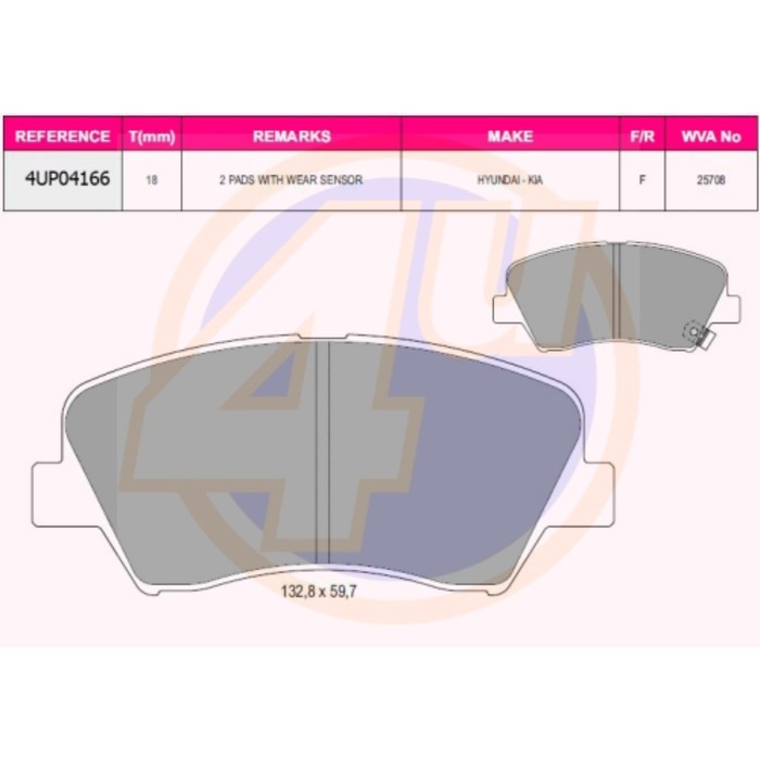 Колодки тормозные 4U 4UP04166