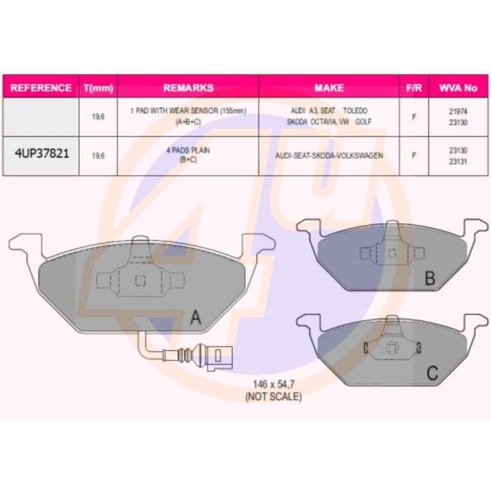 Колодки тормозные 4U 4UP37821
