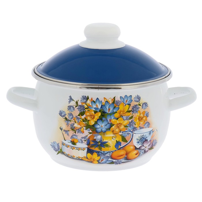 Кастрюля 2 л "Летний вечер", цвет белый