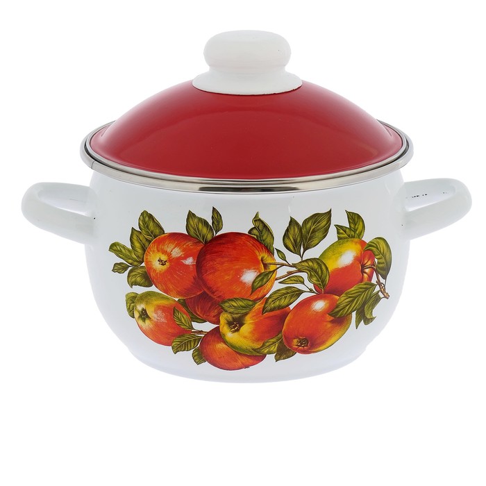 Кастрюля 2 л "Яблочный сезон", цвет белый