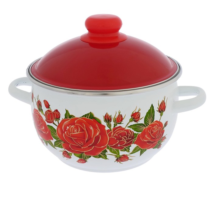 Кастрюля 3 л "Роза английская-2", цвет белый