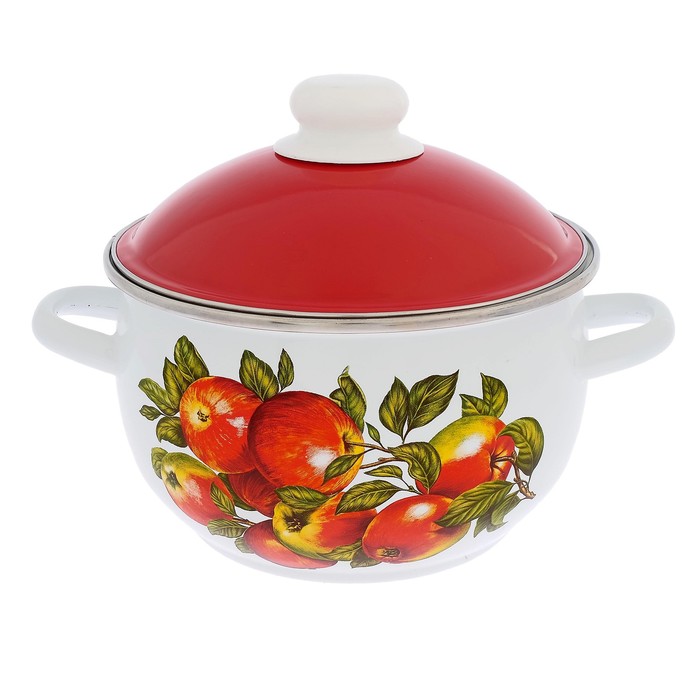 Кастрюля 3 л "Яблочный сезон", цвет белый